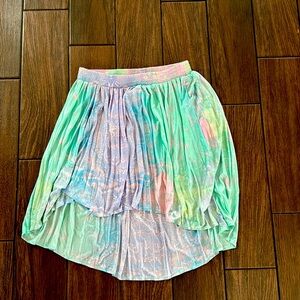 Womans TOPSHOP high low multi colored pleated skirt size 10